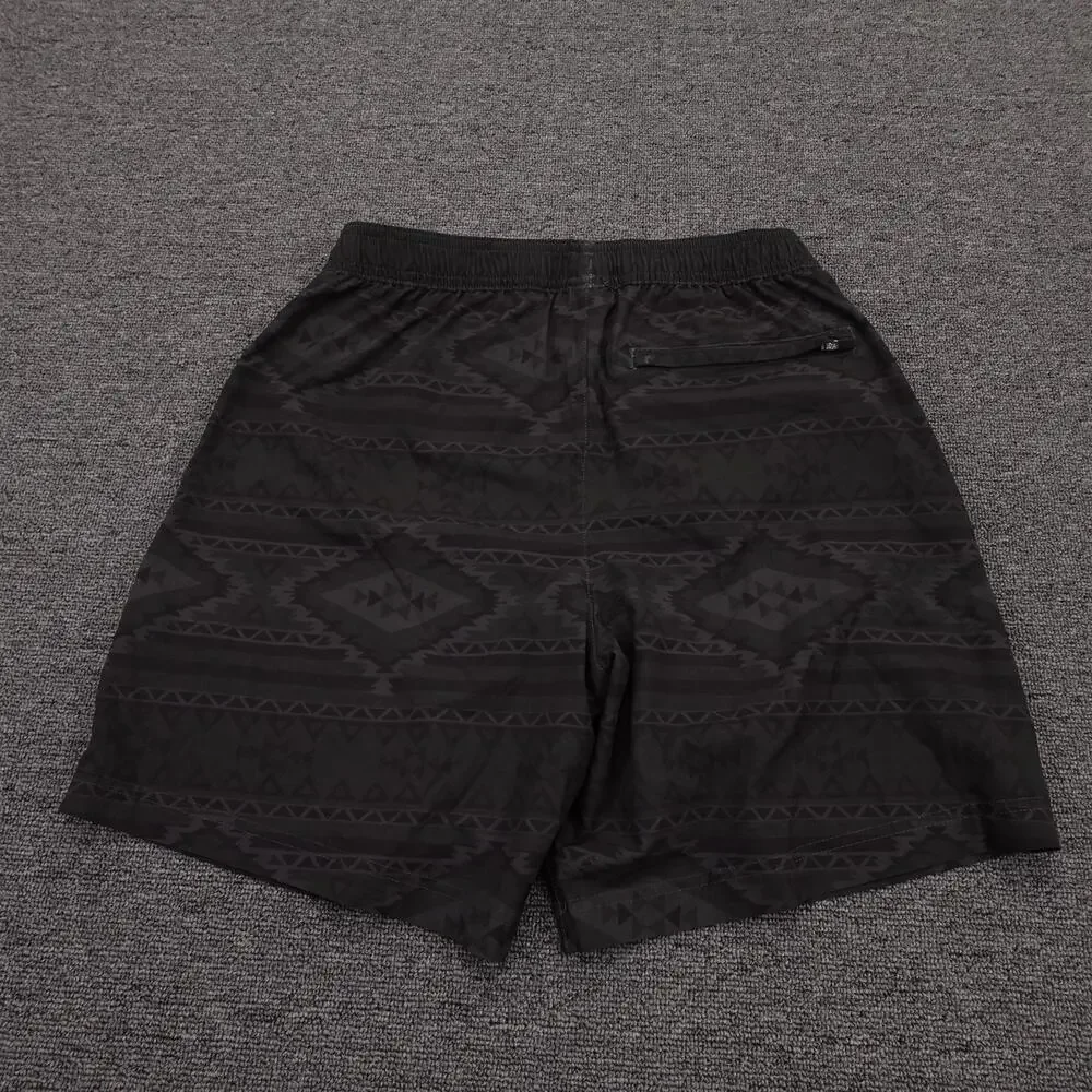 Chubbies Swim Trunks Shorts Mens Small Black Geometric 7 Inseam Lined Quick Dry